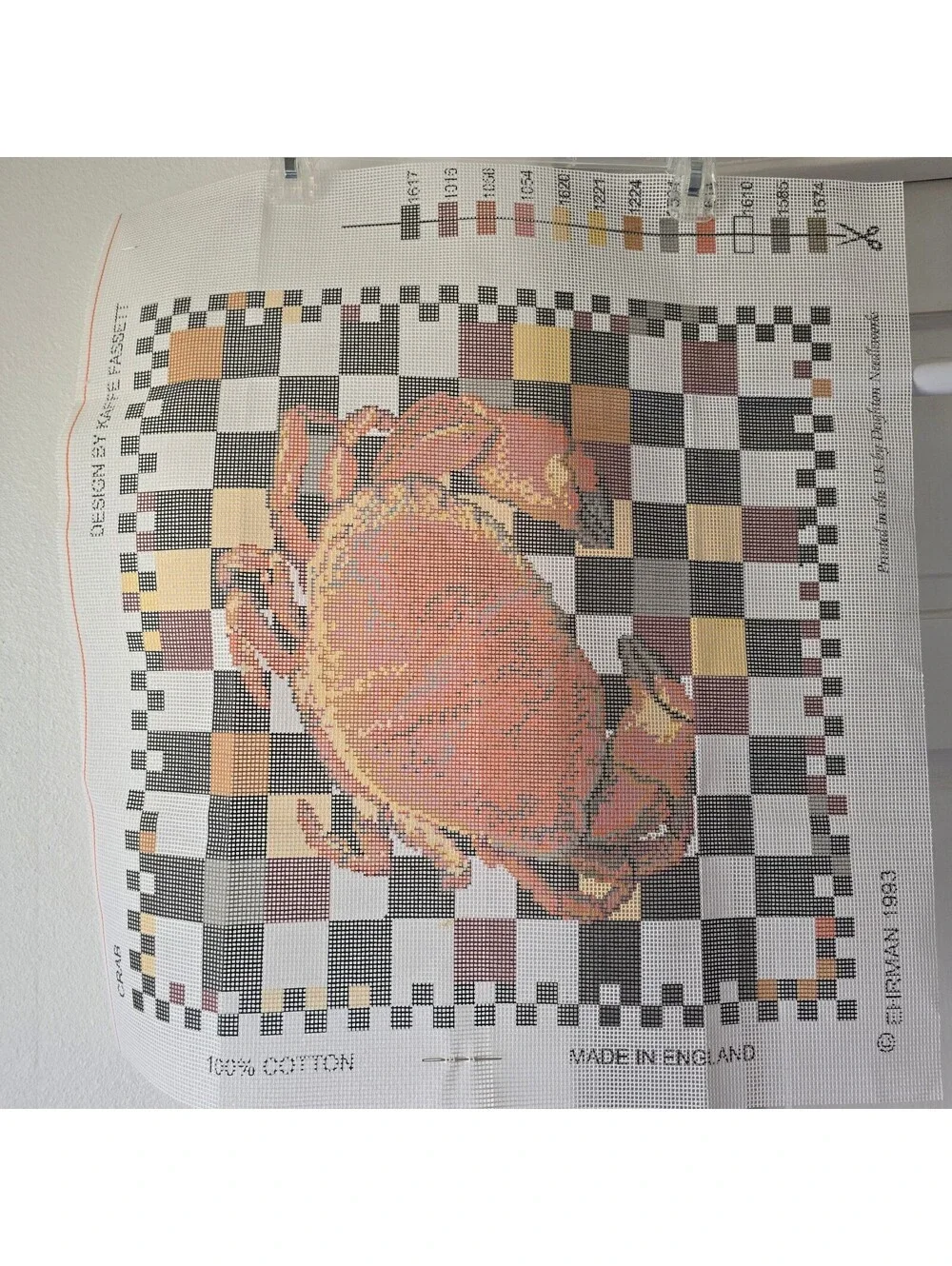 Ehrman Needlepoint Kit Crab Kaffe Fassett 100% WOOL Made in England 1983 18 x 18
